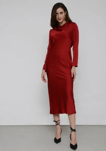 Anais Midi Dress – Red Wine - Image 3