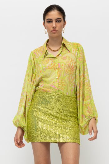 Khaia Sequin Skirt – Lime - Image 2