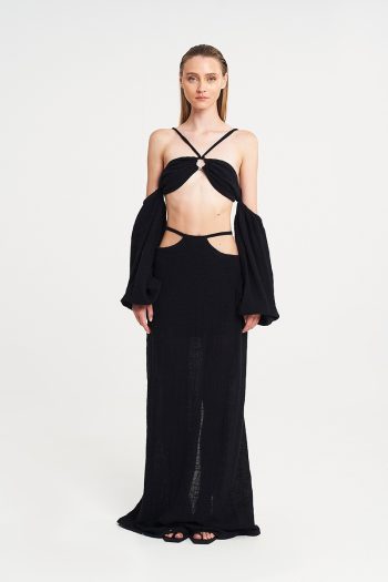 Gauze Ring Top – Black