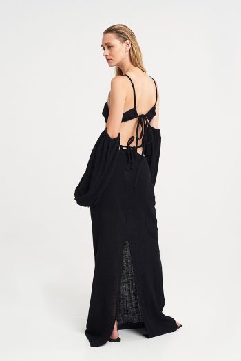 Gauze Ring Top – Black - Image 3