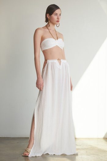 Jacquard Gauze Chain Skirt – White / Black