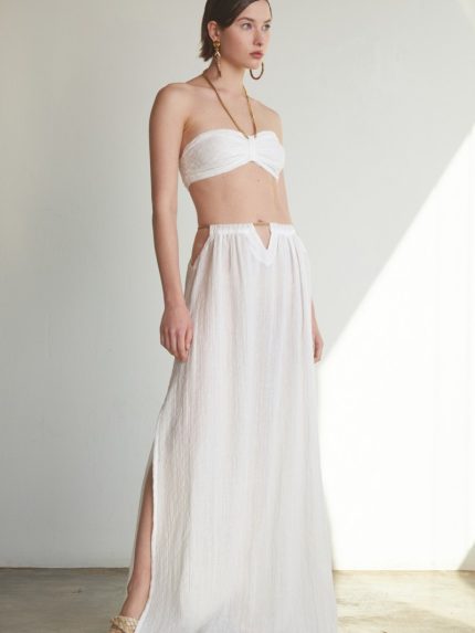 Jacquard Gauze Chain Skirt – White / Black