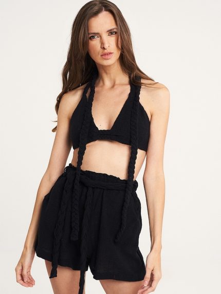 Gauze Braided Bralette – Black