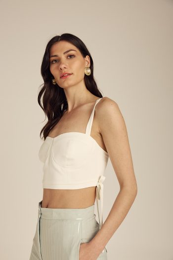 Philippa Crepe Bustier – Ecru - Image 2