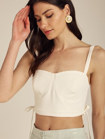 Philippa Crepe Bustier – Ecru