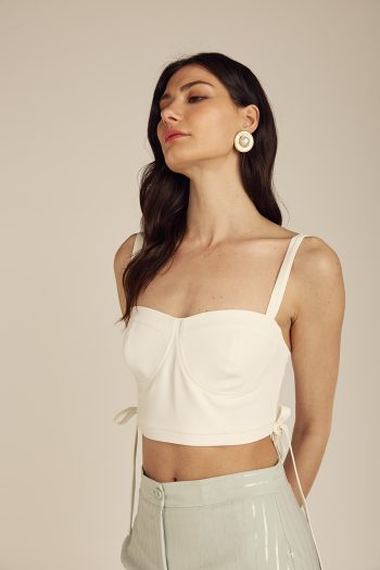 Philippa Crepe Bustier – Ecru - Image 4