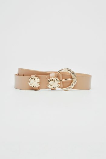 Shell Leather Belt – Beige
