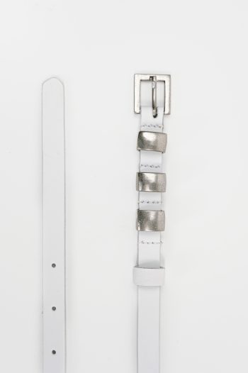 Linda Leather Belt – White/Silver - Image 2