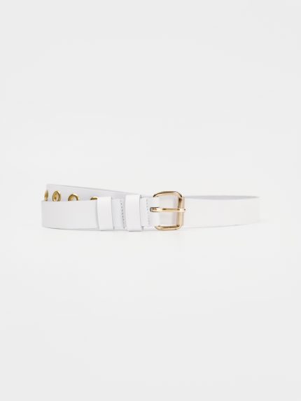 Lia Leather Belt – White