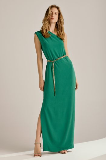 Elodie One Shoulder Dress – Green - Image 3