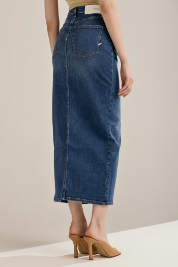 Midi skirt with Gold Buttons – Denim - Image 6