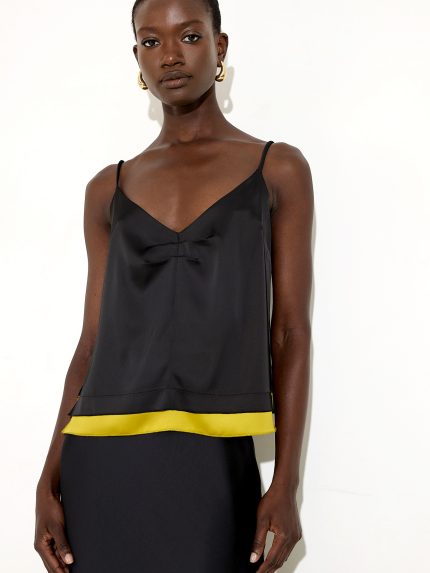 Dahlia Satin Top – Black