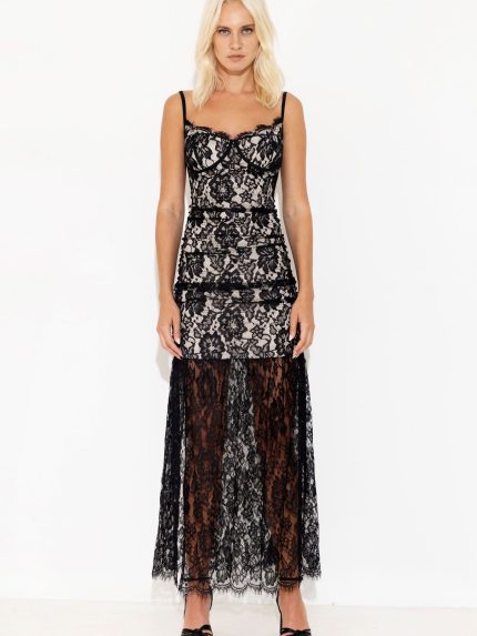 Zoe Maxi Lace Dress – Black