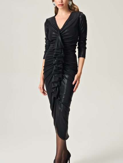 Ruffle Elegance Dress – Black