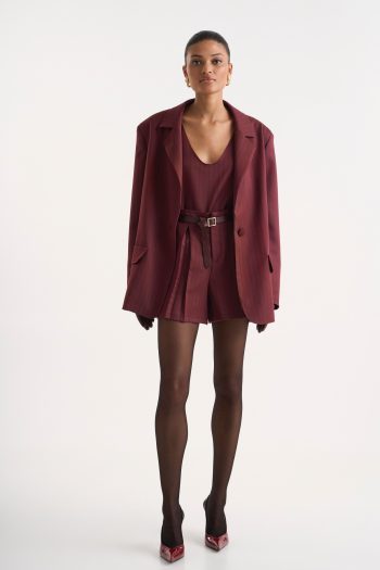 Nina Striped Shorts – Bordeaux - Image 5