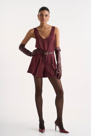 Nina Striped Shorts – Bordeaux