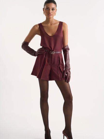 Nina Striped Shorts – Bordeaux