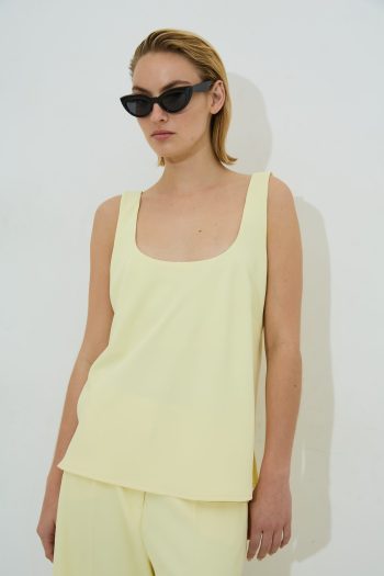 Gemma Crepe Top – Yellow/Pink