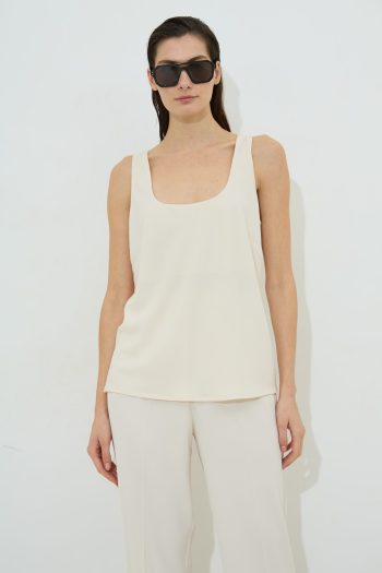 Gemma Crepe Top – Vanilla/Black