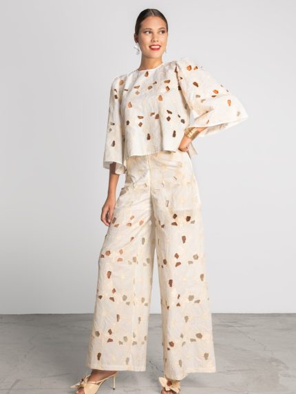 Emily Embroidered Pants – Ecru