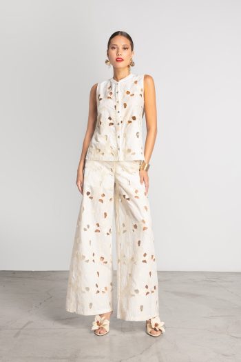 Emily Embroidered Pants – Ecru - Image 3