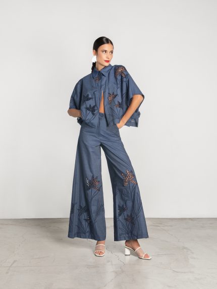 Olivia Wide Leg Denim – Blue