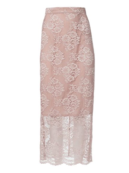 Aelia Lace Midi Skirt – Powder Pink