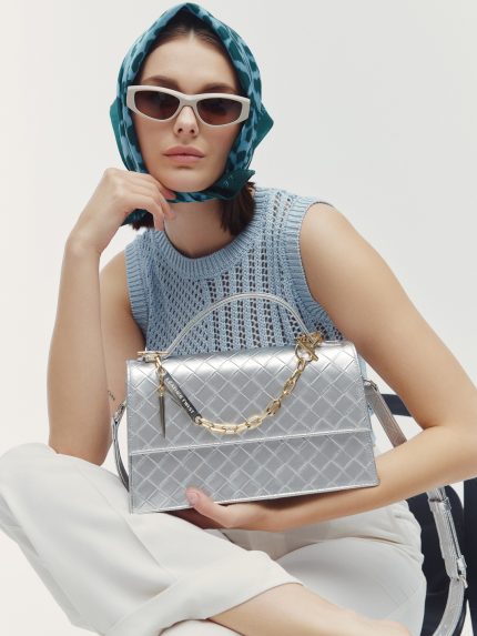 Jackie Textured Bag – Silver