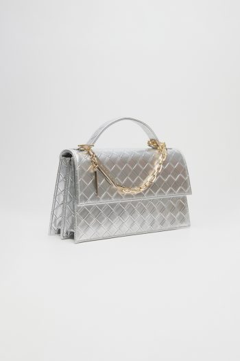 Jackie Textured Bag – Silver - Image 3
