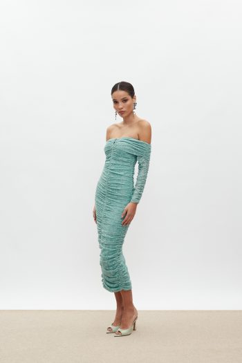 Louise Off Shoulder Lace Dress – Mint - Image 2
