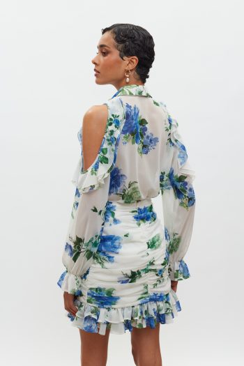 Angie Mini Skirt – White/Blue Floral - Image 5