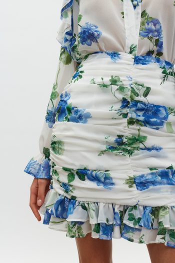 Angie Mini Skirt – White/Blue Floral - Image 3