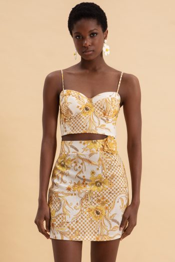 Marigold Mini Linen Skirt – Print