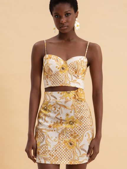 Marigold Mini Linen Skirt – Print