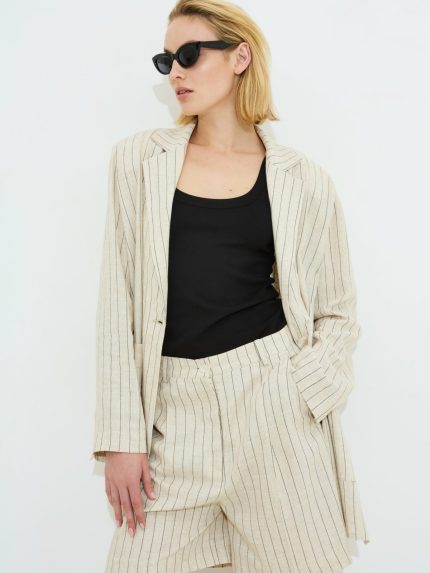 Ada Linen Shorts – Striped