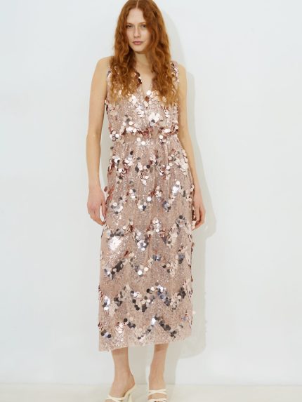 Vittoria Sleeveless Sequin Dress – Soft Pink