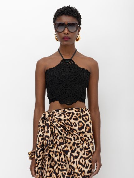 Amani Floral Top – Black