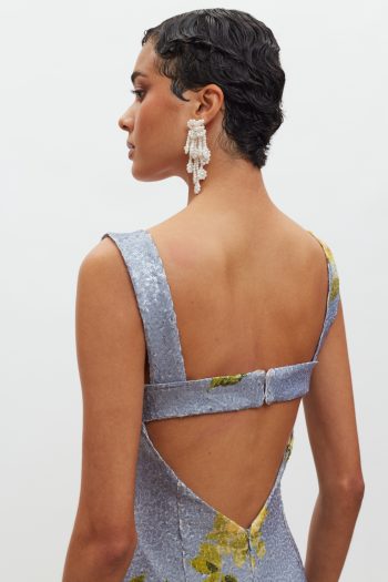 Kali Mini Sequin Dress – Indigo/Yellow Floral - Image 5