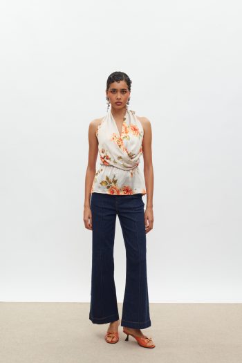 Alkyoni Top – Beige/Orange Floral - Image 3