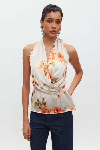 Alkyoni Top – Beige/Orange Floral - Image 2