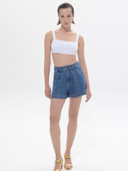 Britney Denim Shorts – Mid Blue