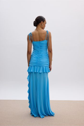 Dimitra Ruffle Maxi Dress – Sky Blue - Image 4