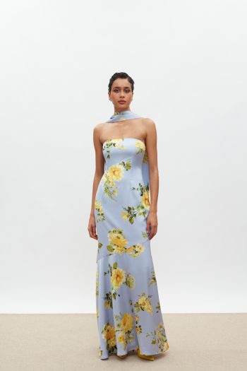 Nepheli Dress – Indigo/Yellow Floral