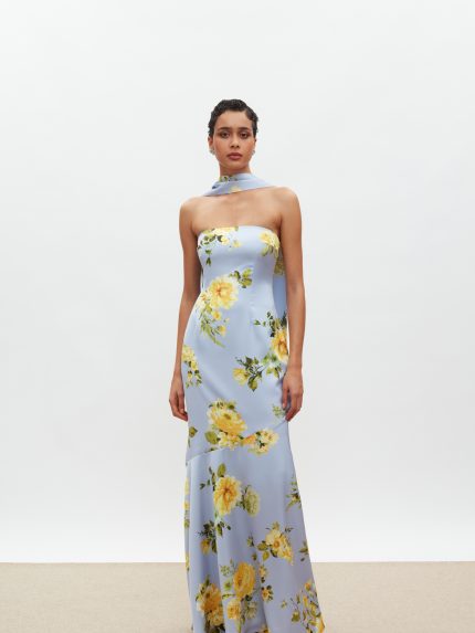 Nepheli Dress – Indigo/Yellow Floral