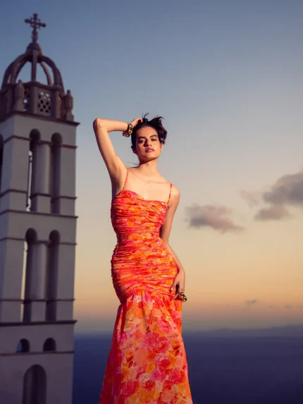 Tangerine Paradise Maxi Dress – Print