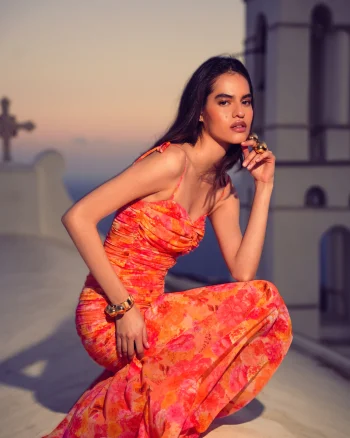 Tangerine Paradise Maxi Dress – Print - Image 2