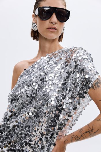 Alivia Sequin Dress – Silver - Image 3