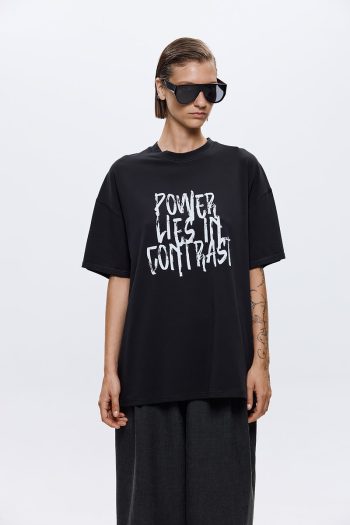 Power Lies In Contrast T-Shirt – Black/Grey