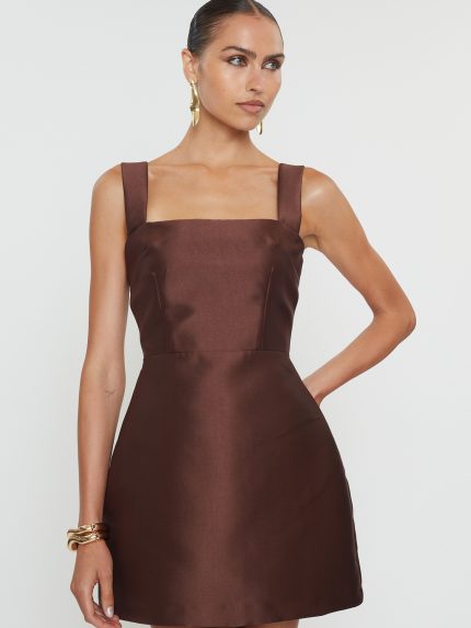 Vasiliki Mini Dress – Brown