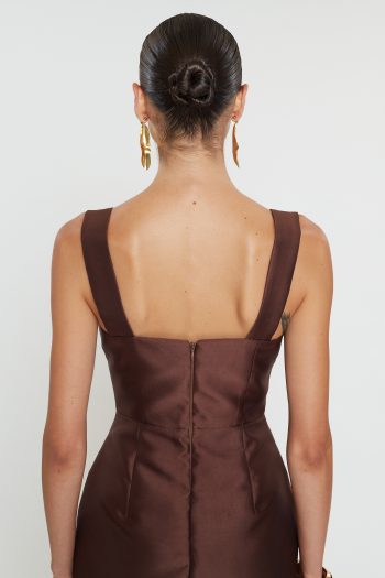 Vasiliki Mini Dress – Brown - Image 7